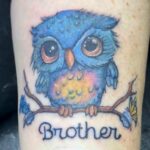 colorful owl tattooed by https://www.instagram.com/james.paul.egan?igsh=MWdiMHQ3NHkzMWkxdA%3D%3D&utm_source=qr