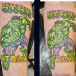 custom color Tattoo of The Incredible Hulk done near me